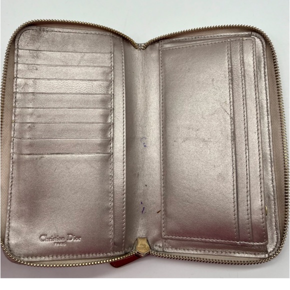 Christian Dior Lady Dior Leather Cannage Quilted Zip-Around Wallet w/ Logo Charm - Picture 7 of 8